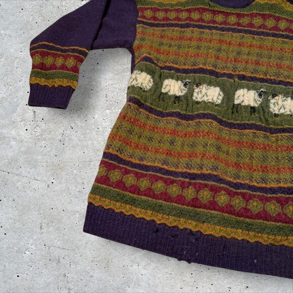 Vintage Acorn Pure Wool Sheep Sweater L Made in Great Britain Distressed Holes - Picture 5 of 14